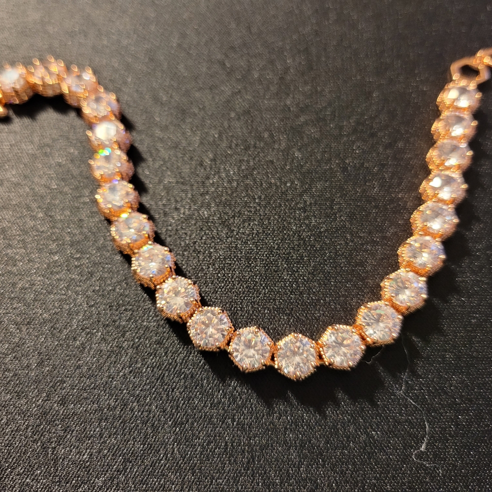 Park Lane Discontinued Honeycomb Impressions Rose Gold and Clear Tennis Bracelet